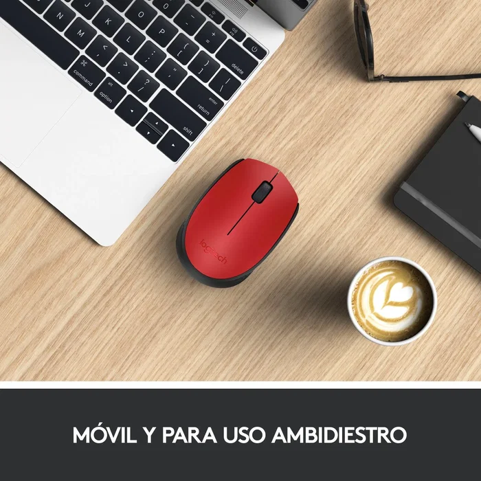 Logitech M171 Ratón Inalámbrico Ambidextro Rojo/Negro