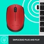 Logitech M171 Ratón Inalámbrico Ambidextro Rojo/Negro