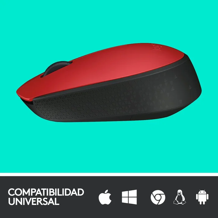 Logitech M171 Ratón Inalámbrico Ambidextro Rojo/Negro