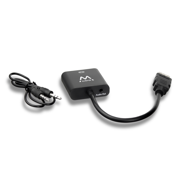 EWENT EW9864 Adaptador de Cable de Vídeo HDMI a VGA y 3.5mm, 0.2m, Negro