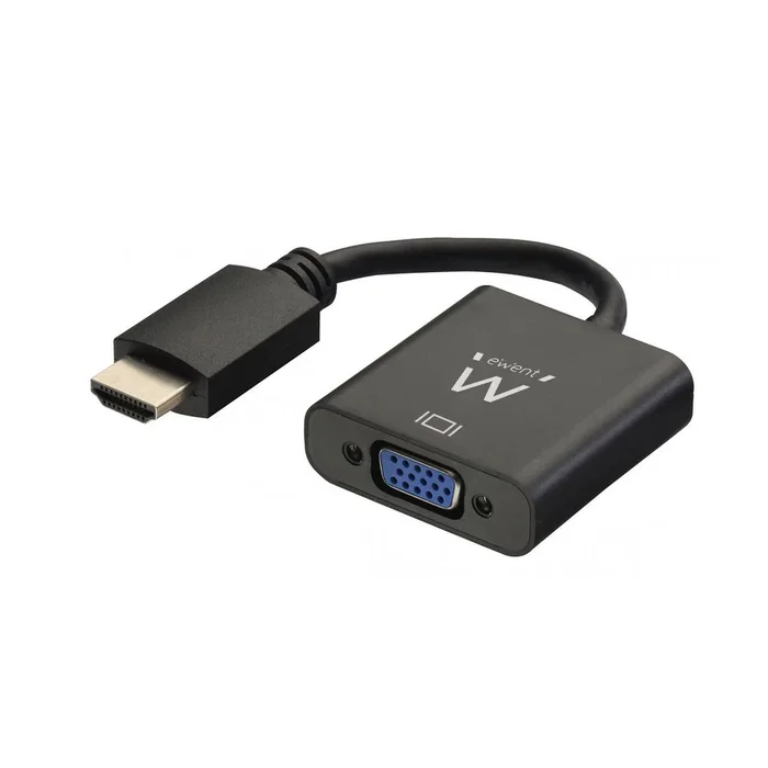 Ewent Adaptador HDMI a VGA con Audio 3.5mm, Conversor de Video, Longitud 0.2 m, Máxima Resolución 1920x1200 Píxeles, Negro, Referencia EW9864