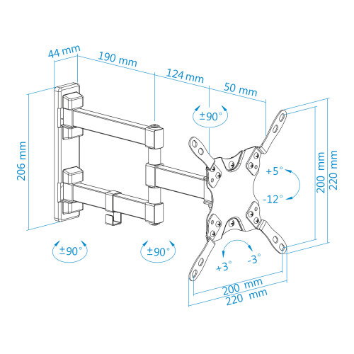 Tooq Soporte de Pared Articulado LP2142TNL-B para Pantallas de 13-42 Pulgadas Tooq Soporte de Pared Articulado LP2142TNL-B para Pantallas de 13-42 Pulgadas