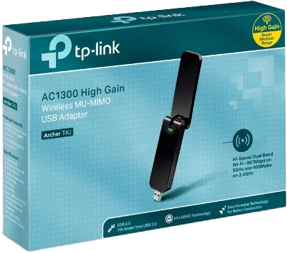 TP-Link Archer T4U Adaptador WiFi USB AC1300 de Doble Banda, Negro