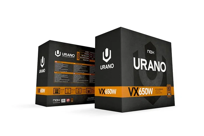 NOX Urano VX 650W - Fuente de alimentación ATX - Certificación 80 PLUS Bronze - Ventilador PWM 120mm - Cables planos - PC Gaming