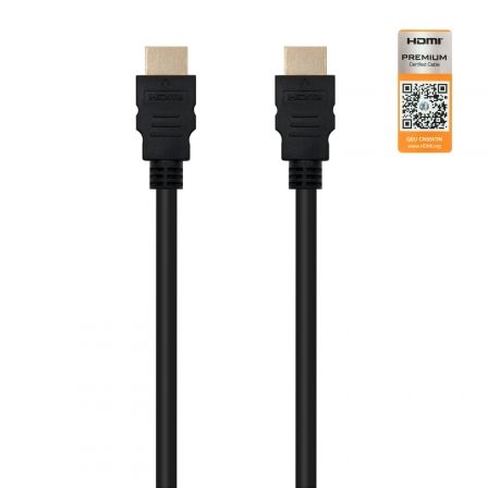 Nanocable Cable HDMI 2.0 10.15.3602 - Premium Certified 4K@60Hz 18Gbps, HDR, 32 Canales Audio, 2 Metros, Negro