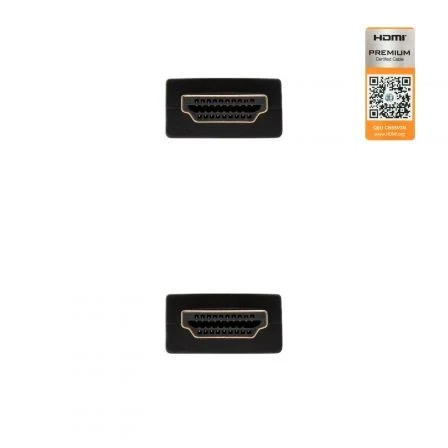 Nanocable Cable HDMI 2.0 10.15.3602 - Premium Certified 4K@60Hz 18Gbps, HDR, 32 Canales Audio, 2 Metros, Negro