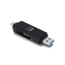 EWENT Lector de tarjetas EW1075 USB-C/USB-A Negro