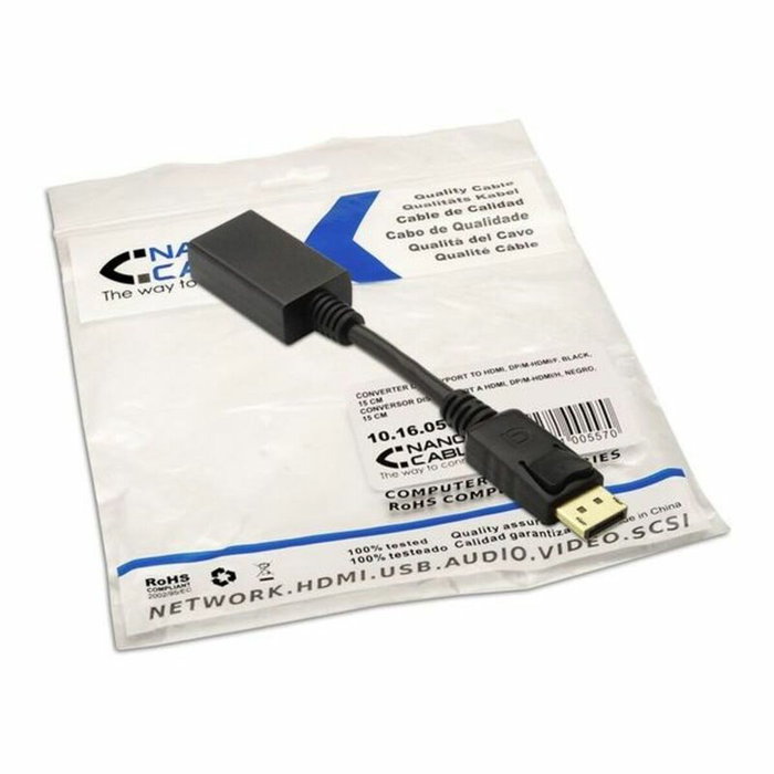 Nanocable Conversor DisplayPort Macho a HDMI Hembra 15 cm Negro Nanocable Conversor DisplayPort Macho a HDMI Hembra 15 cm Negro