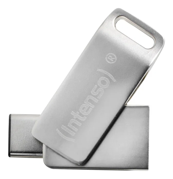 Intenso cMobile Line Pendrive USB 64GB USB 3.2 Gen 1 Tipo-A y Tipo-C, Diseño Giratorio, Metal, Color Plata