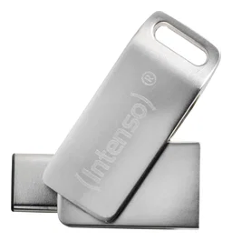 Intenso cMobile Line Pendrive USB 64GB USB 3.2 Gen 1 Tipo-A y Tipo-C, Diseño Giratorio, Metal, Color Plata