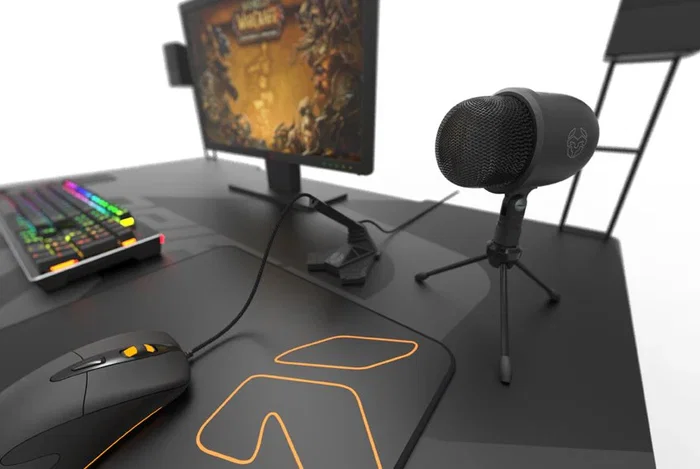 Krom Micrófono de PC Profesional Kimu Pro Negro - Micrófono Condensador USB para Streaming, Podcasts, Móviles y PC, con Tripode Extensible, Botón de Silencio y Unidireccional