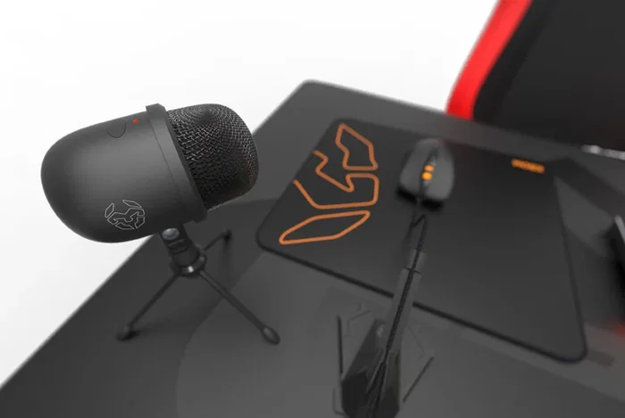 Krom Micrófono de PC Profesional Kimu Pro Negro - Micrófono Condensador USB para Streaming, Podcasts, Móviles y PC, con Tripode Extensible, Botón de Silencio y Unidireccional