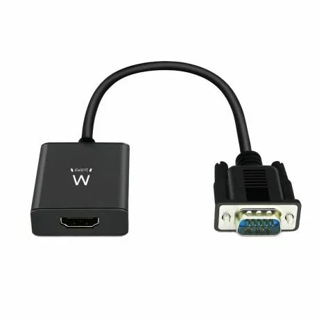 Ewent EW9866 Adaptador Convertidor de Cable VGA (D-Sub) Macho a HDMI Hembra con Audio 3.5mm - 0.202 m - Negro - Resolución Full HD 1080p