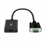 EWENT EW9866 Adaptador de Cable de Vídeo de 0.202m, VGA (D-Sub) a HDMI con Audio de 3.5mm, Negro