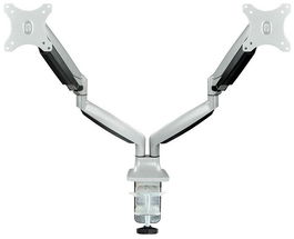 Tooq Soporte Mesa 2 Monitores DB3132TNR - Brazo Articulado con Pistón de Gas, VESA 75/100, 13"-32", Carga 9kg/Brazo, Plata