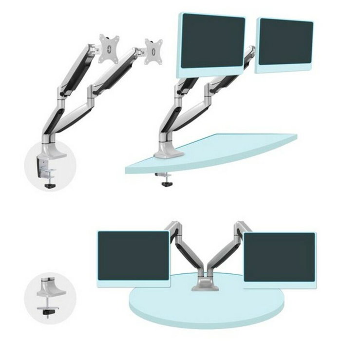 Tooq Soporte de Mesa para 2 Monitores 13''-32'' Plata con Pistón de Gas