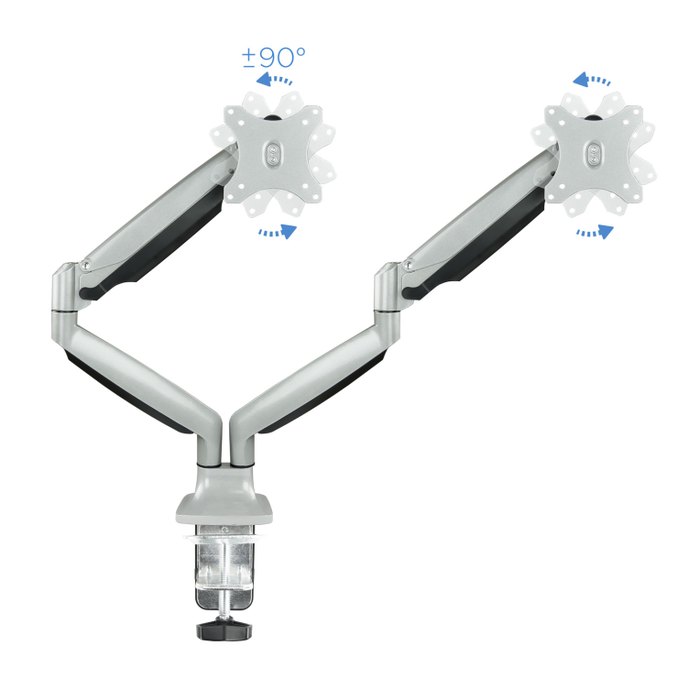 Tooq Soporte de Mesa para 2 Monitores 13''-32'' Plata con Pistón de Gas