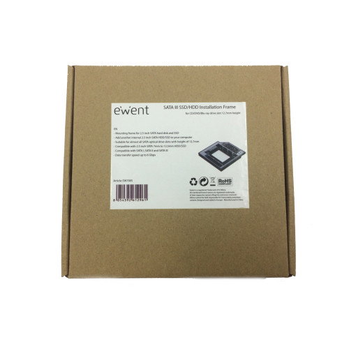 Ewent EW7005 Marco de instalación para SSD/HDD de 2,5 pulgadas SATA III (12,7 mm)