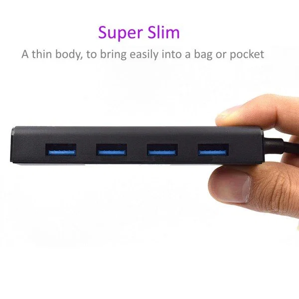 Ewent EW1136 Hub USB 4 Puertos (USB 3.2 Gen 1 / 3.1 Gen 1 Tipo-A), Compatible con USB 1.1 y 2.0, Velocidad 480 Mbps, Cable 0.15 m, Color Negro