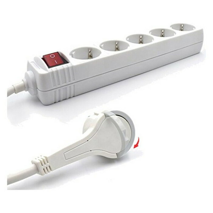 Ewent Regleta EW3955 de 5 Tomas con Interruptor, Blanco, 1,5 m