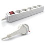 Ewent Regleta EW3955 de 5 Tomas con Interruptor, Blanco, 1,5 m