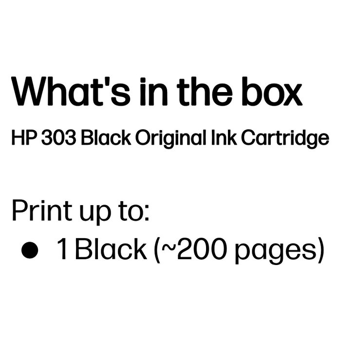 HP Cartucho de Tinta Original 303 Negro T6N02AE Rendimiento Estándar HP Cartucho de Tinta Original 303 Negro T6N02AE Rendimiento Estándar