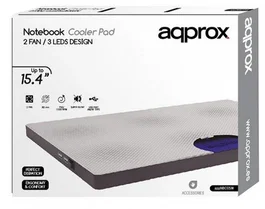 Approx appNBC05W Soporte Refrigerante para Portátil hasta 15.4" con 2 Ventiladores, 3 LEDs, 2 Puertos USB, Funcionamiento Silencioso, Color Blanco y Gris