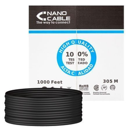 Nano Cable 10.20.0304-EXT-BK Cable de Red UTP Cat.5e para Exteriores, Impermeable, Negro, 305m
