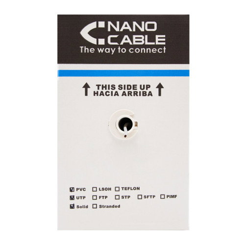 Nanocable Bobina de Cable de Red Cat.5e UTP Rígido AWG24 Exterior 305m Negro Nanocable Bobina de Cable de Red Cat.5e UTP Rígido AWG24 Exterior 305m Negro