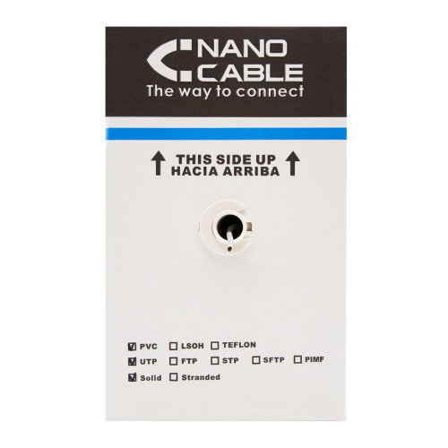Nanocable Bobina de Cable de Red Cat.6 UTP Rígido Impermeable para Exteriores 305m Negro