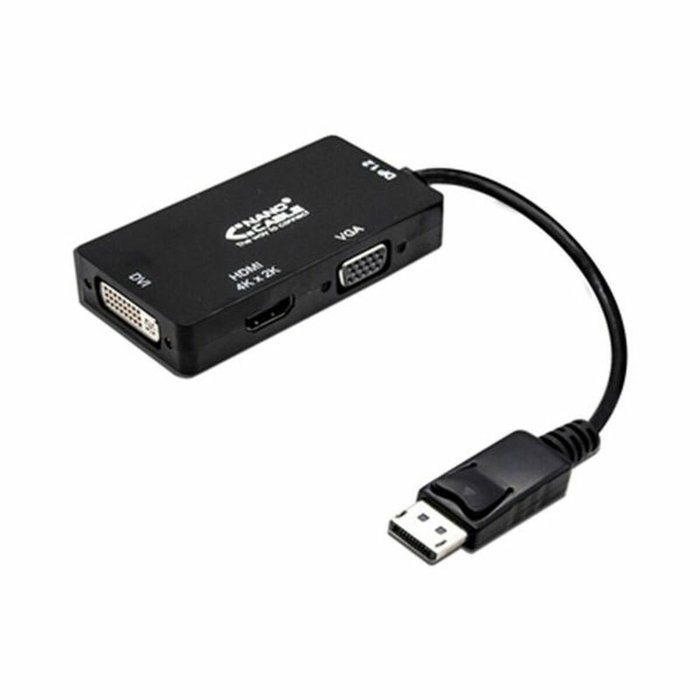 Nanocable Conversor Displayport a VGA/DVI/HDMI 3 en 1, 4K, Negro