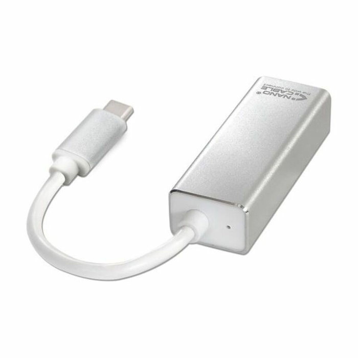 Nanocable Conversor USB-C a Ethernet Gigabit 10/100/1000 Mbps Plata 15cm