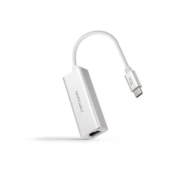 Nanocable 10.03.0402 Adaptador USB-C a Ethernet Gigabit RJ45, 10/100/1000 Mbps, Chipset RTL8153, Plug & Play para Windows, Mac, Linux, Cable de 15 cm en Aluminio Plata