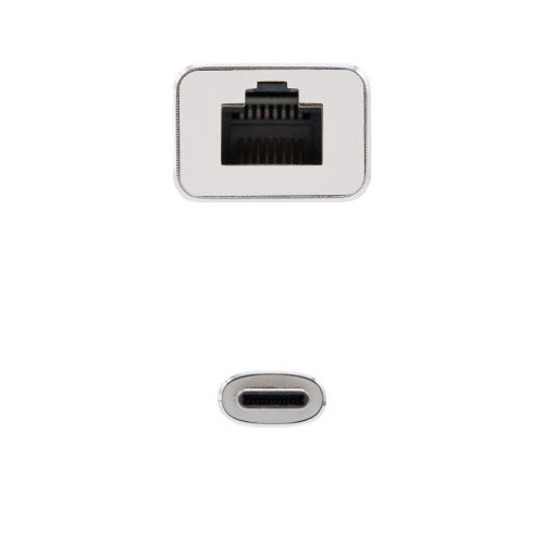 Nanocable Conversor USB-C a Ethernet Gigabit 10/100/1000 Mbps Plata 15cm
