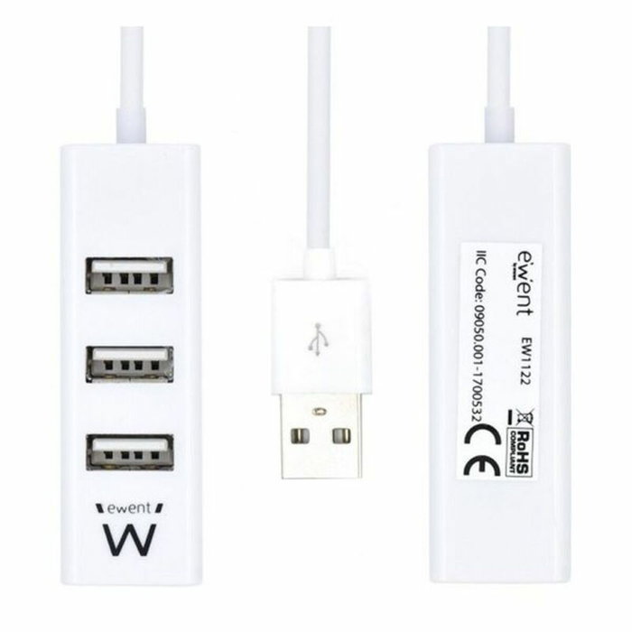 EWENT Mini-Hub EW1122 de 4 Puertos USB 2.0 Blanco EWENT Mini-Hub EW1122 de 4 Puertos USB 2.0 Blanco