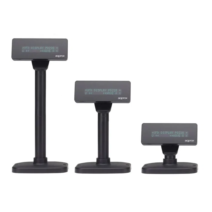 Approx APPVFD01 Visor de Cliente para TPV/Punto de Venta Alfanumérico Fluorescente de 2 Líneas y 20 Caracteres, Conexión USB 2.0, Color Negro