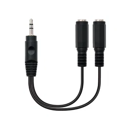 Nanocable Cable de Audio Estéreo 10.24.1200 - 2x Jack 3.5mm Hembra a Jack 3.5mm Macho - 0.15m - Negro