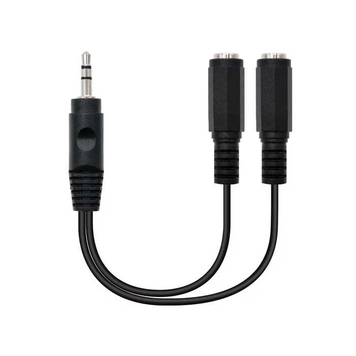 Nanocable Cable de Audio Estéreo 10.24.1200 - 2x Jack 3.5mm Hembra a Jack 3.5mm Macho - 0.15m - Negro