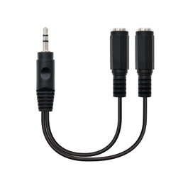 Nanocable Cable de Audio Estéreo, 2x Jack 3.5mm Hembra a Jack 3.5mm Macho, 0.15m, Negro