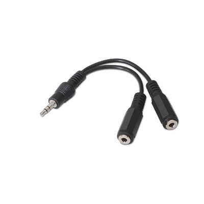 Nanocable 10.24.1200 Cable de Audio Estéreo 2x Jack 3,5mm Hembra a Jack 3,5mm Macho, 15cm, Negro