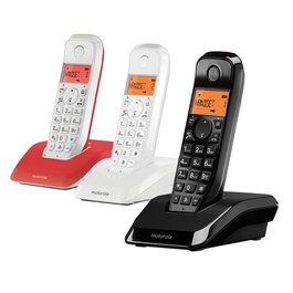 Motorola C69000D48O3AESAR - Teléfono Fijo Inalámbrico DECT S1203 Trio con Contestador Automático, Manos Libres, Pantalla y 50 Agenda