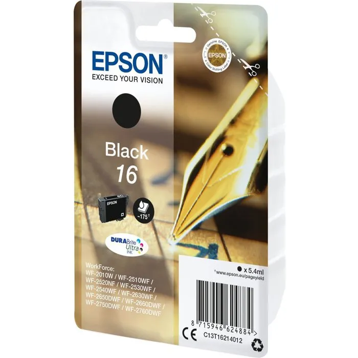 Epson DURABrite Ultra Cartucho de Tinta 16 Negro C13T16214012 Epson DURABrite Ultra Cartucho de Tinta 16 Negro C13T16214012