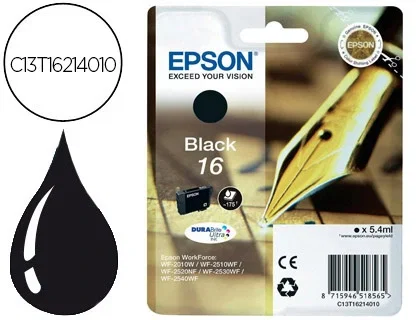 Epson DURABrite Ultra Cartucho de Tinta 16 Negro C13T16214012 Epson DURABrite Ultra Cartucho de Tinta 16 Negro C13T16214012