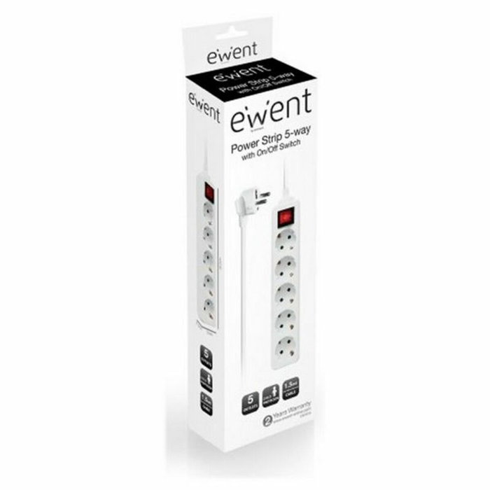 Ewent Regleta EW3916 de 5 tomas Schuko 16A Blanco