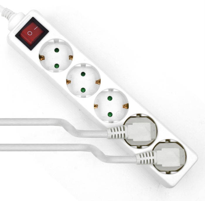 Ewent Regleta EW3916 de 5 tomas Schuko 16A Blanco