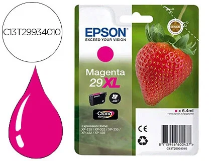 Epson 29XL Magenta Cartucho de Tinta de Alta Capacidad, C13T29934012 Epson 29XL Magenta Cartucho de Tinta de Alta Capacidad, C13T29934012