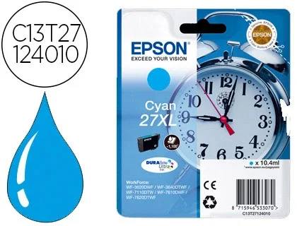 Epson Cartucho de Tinta 27XL Cian Alta Capacidad C13T27124012