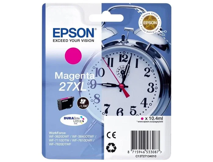 Epson Cartucho de Tinta 27XL Magenta DURABrite Ultra Ink C13T27134012 Alta Capacidad
