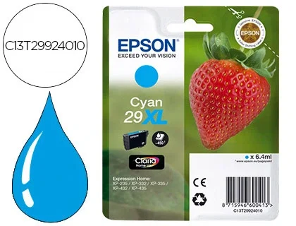 Epson Cartucho de Tinta 29XL Cian Claria Home Ink C13T29924012 Epson Cartucho de Tinta 29XL Cian Claria Home Ink C13T29924012