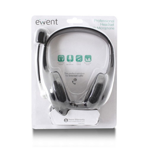 Ewent EW3562 Auriculares de Diadema con Micrófono Negro y Plata Ewent EW3562 Auriculares de Diadema con Micrófono Negro y Plata